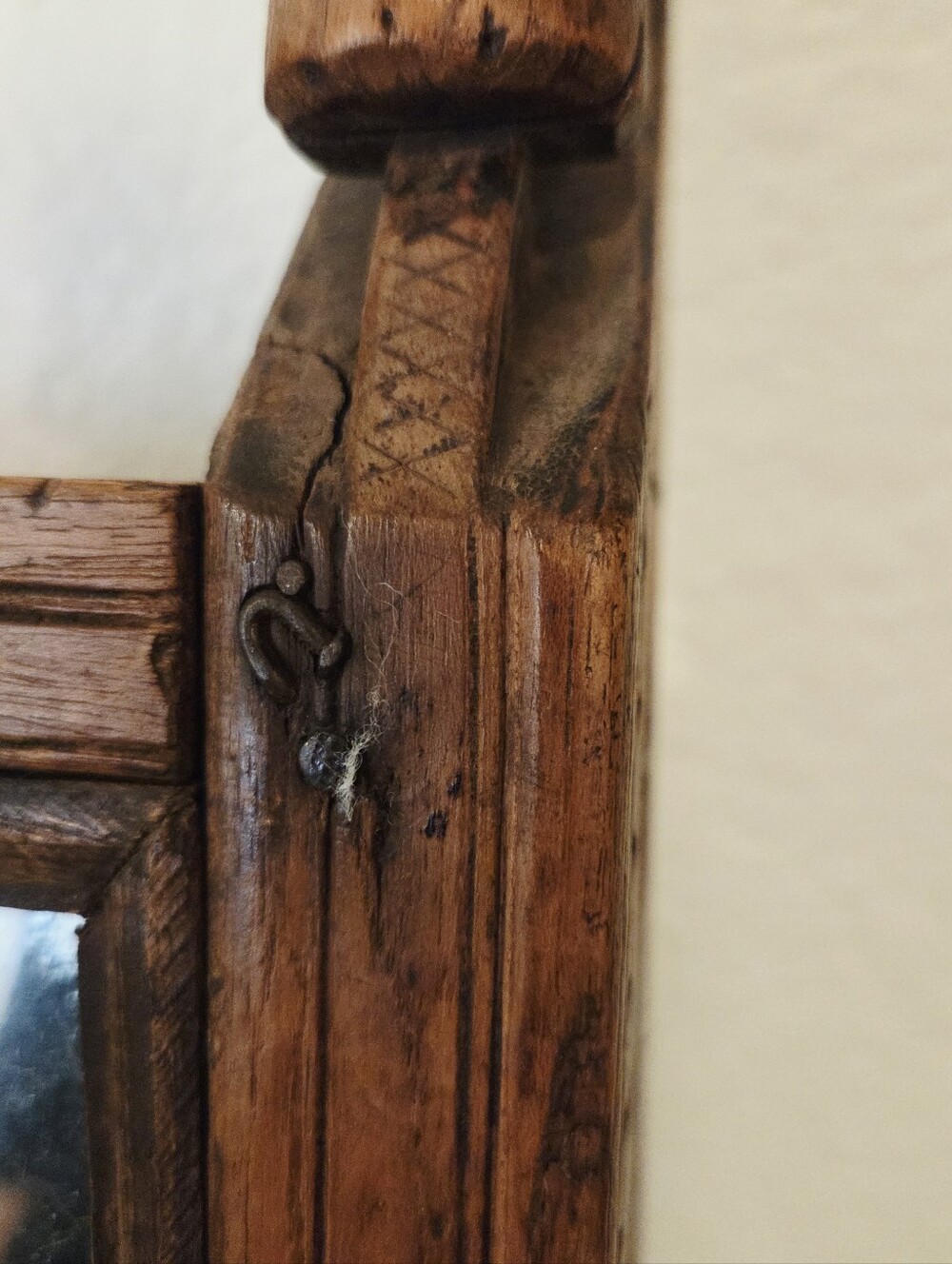 Vintage Antique Handmade Carved Teak Horsehead Rustic Wooden Barber Mirror Rare - Picture 10 of 13